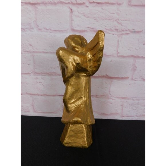 Vintage Gold Paper Mache Banner Angel 12" Holiday Décor Unique - Picture 5 of 9